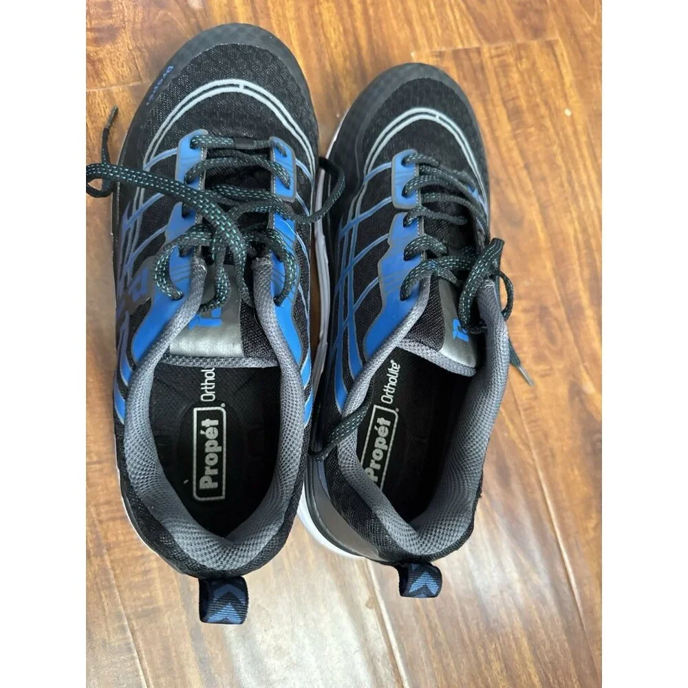 Propet Mens Sz 10.5W Ultra Black & Blue Sneakers Athletic Shoe NEW $130